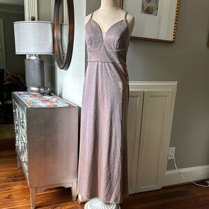 Night Way Collections Purple Maxi Gown with Spaghetti Straps for Cocktail